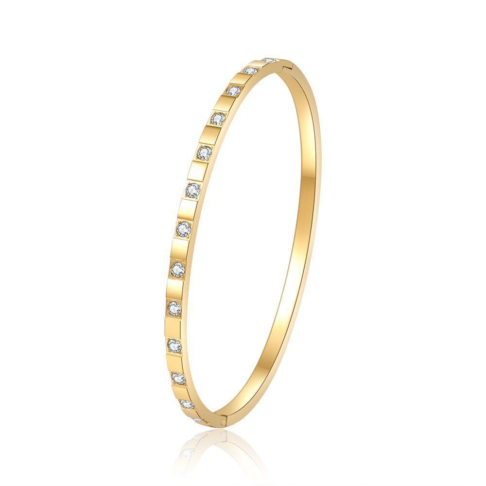 Modern Vintage Titanium Steel Bracelet For Women With Green Zircon For Casual Wear