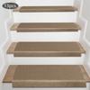 13PCS Non-Slip Stair Treads Carpet Steps Indoor Stair Protection Covers Rug Pads with Plastic Backing for Children Beige