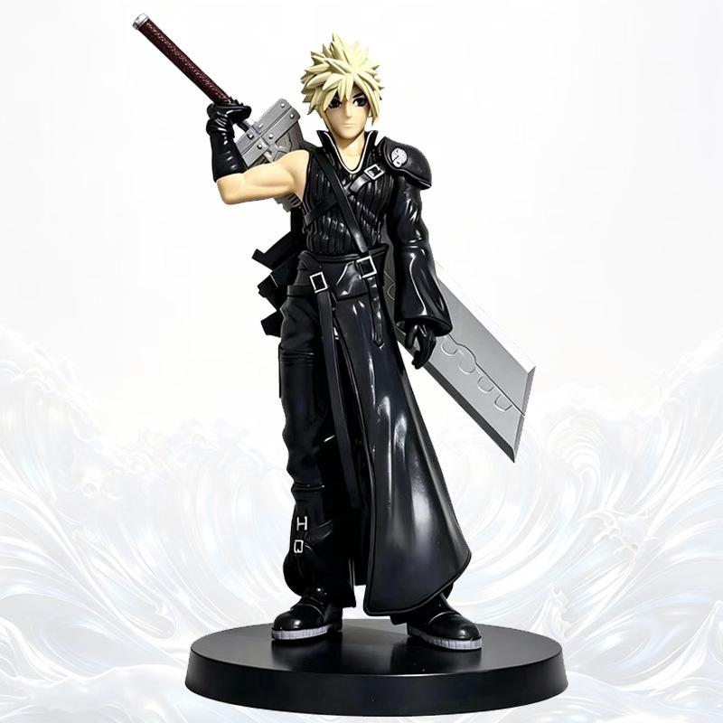 Final Fantasy Black Cloak Greatsword Warrior Figure Model - Game Ornament
