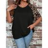 Amazon's new women's crew neck shoulder plug contrasting short-sleeved V-neck T-shirt is casual and versatile