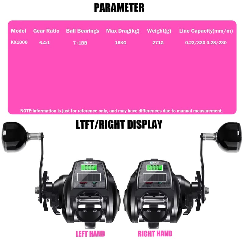 Digital Display Electronic Fishing Reel Waterproof Bait Fishing Reel Suitable for Deep Sea Ice Fishing Catfish Solar Power + USB Charging Metal Base