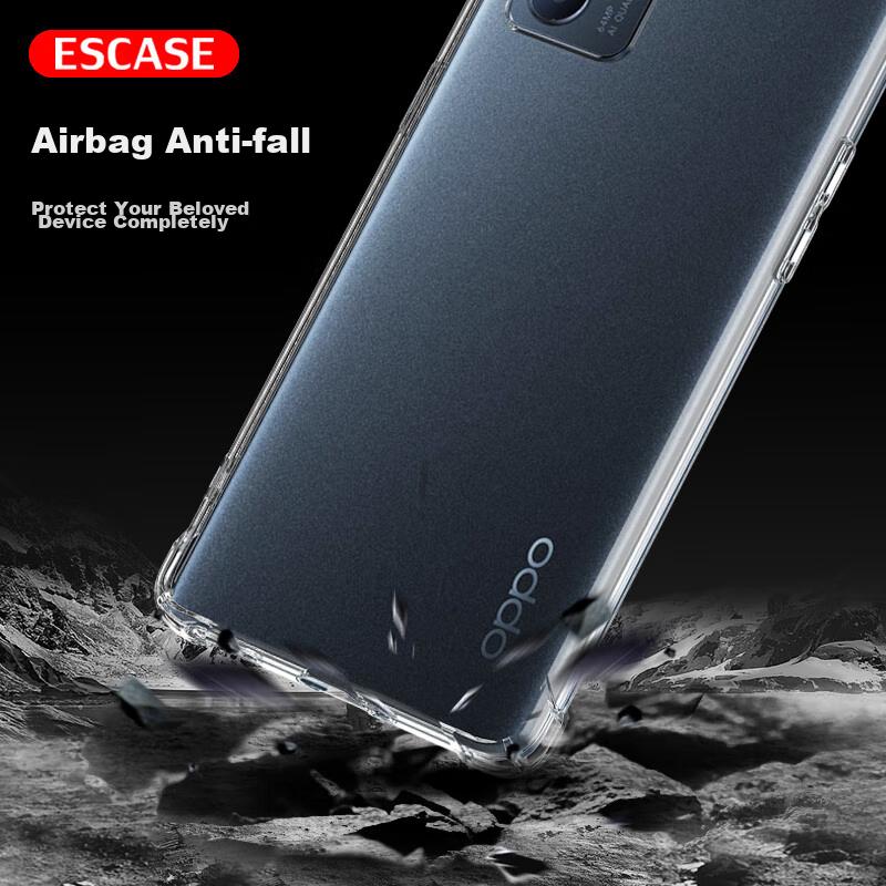 ESCARE OPPO Reno6 Pro Phone Case, Xiaomi Full Coverage TPU Airbag Shockproof Case (With Lanyard Hole), ES-Ip9 Series, Transparent White Versio