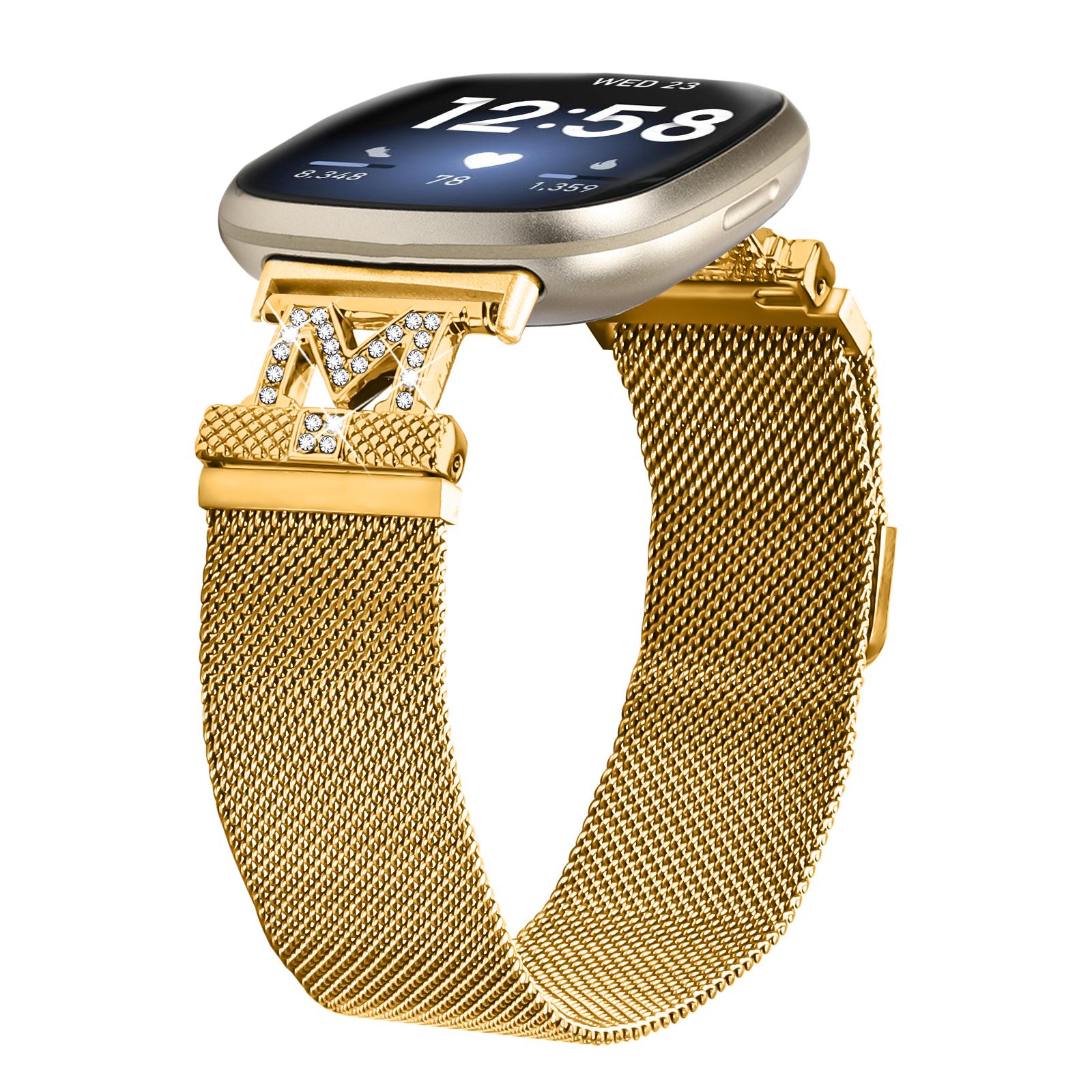 

M-Type Milanese Bands for Fitbit Versa 3/Sense Stainless Steel Metal Strap Black