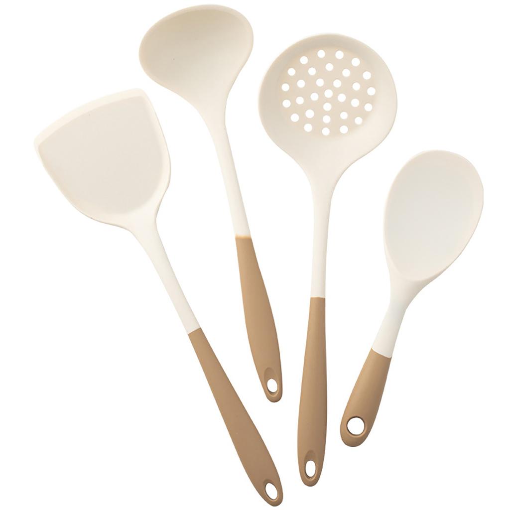 4pcs Silicone Kitchenware Utensils Set Pot Shovel Leaky Spoon Soup Spoon Ladle Cooking Set Party Home Kitchen Tools