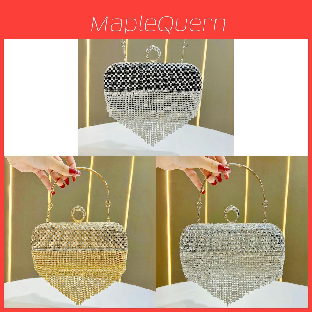 Crossborder Womens Clutch Bag With Tassel And Rhinestones For Evening Parties