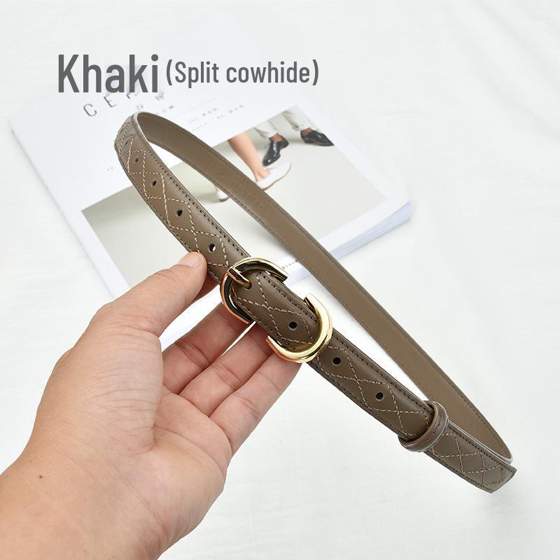 

Стеганый ремень из натуральной кожи для женщин - Тонкий ремень на талию в корейском стиле для джинсов 95 cm