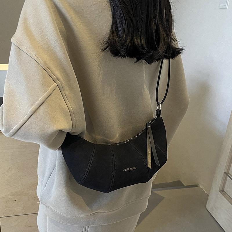 New niche croissant bag women's splicing casual simple messenger dumpling bag daily commuter mobile phone bag