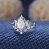 European and American new able moonstone embellishment versatile waterdrop zircon star moon double-layer women's ring