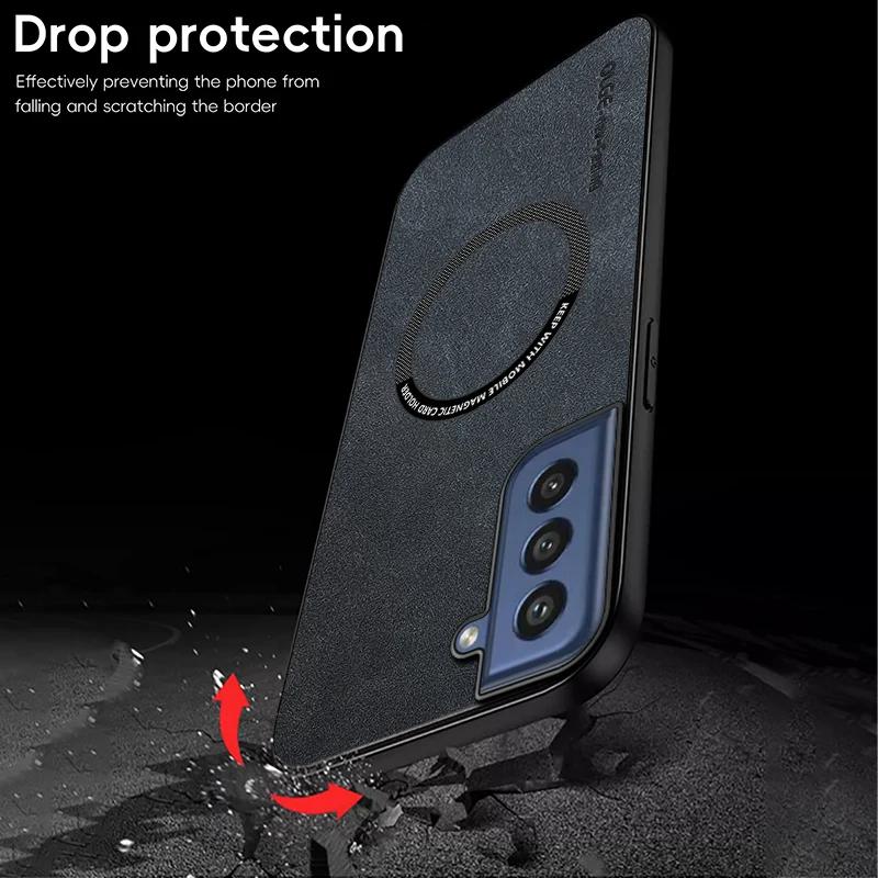 Magnetic Retro Leather Soft Case For Samsung Galaxy S21 FE S21FE Wireless Charging Phone Case Cover