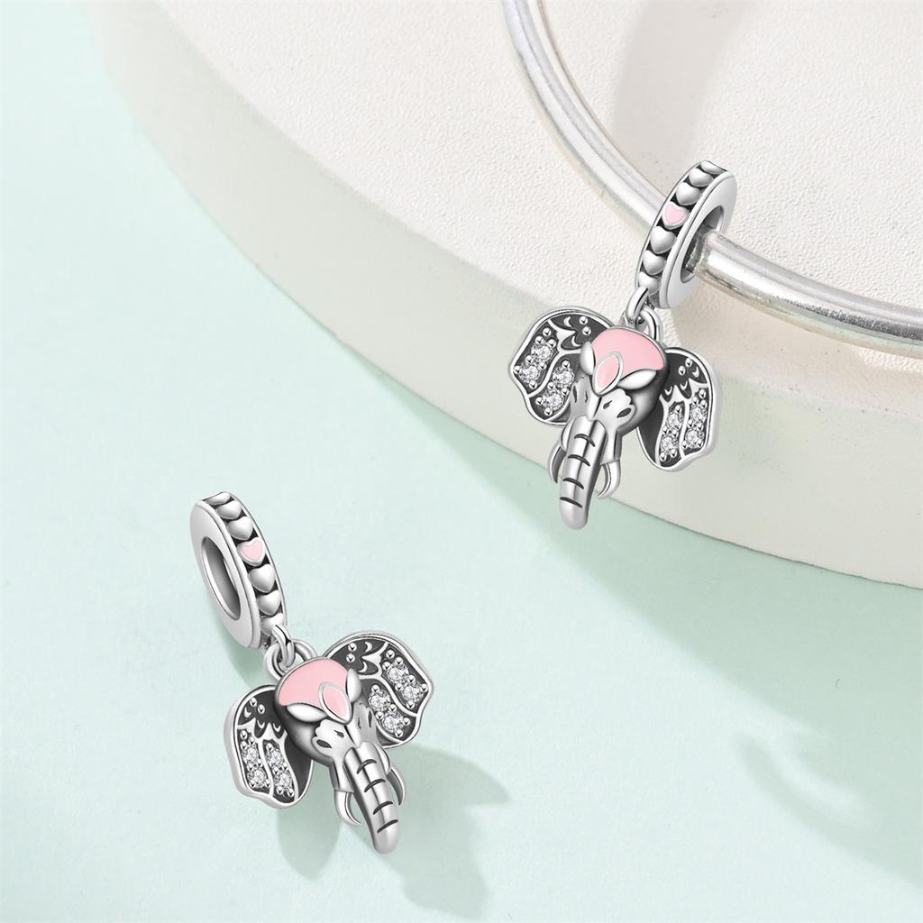 2026 Glamour Pendant Animal Baby Elephant Cat Swan Beaded DIY Jewelry Bracelet Accessories 925 Silver
