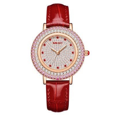UTHAI W43 Ceas de mână nou pentru femei, cu cuarț, de marcă, de lux, cu diamante complete, bijuterie, cadran cu cristale, rezistent la apă, curea din piele, ceasuri pentru doamne