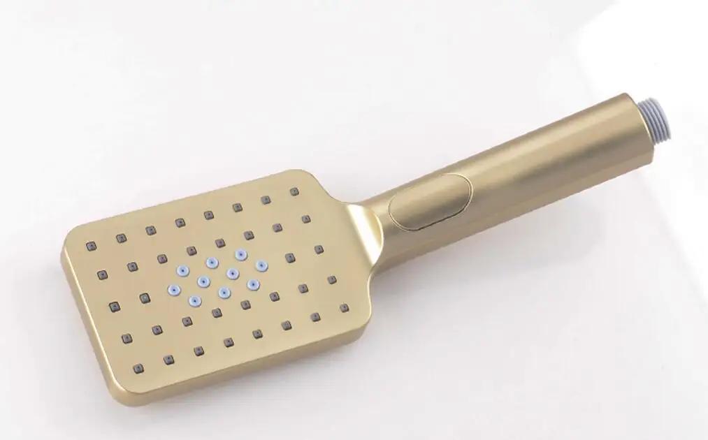 Brushed Gold handheld shower head brass valve bathroom water saving ABS hand shower support gold pluming hose