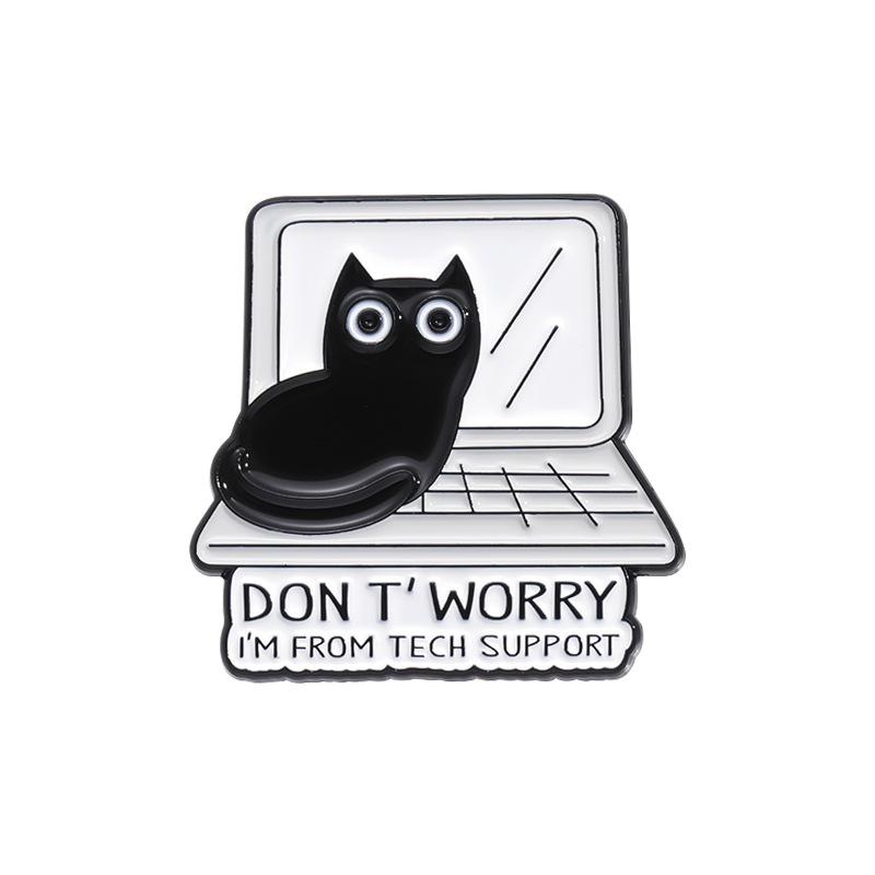 

Fun Black Cat Cartoon Alloy Badge Cute Animal Brooch Eyecatching Finish Glossy QHXZ748