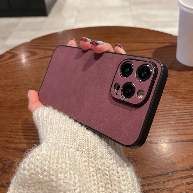 Husa din piele intoarsa mata Tpu pentru Iphone 15 Pro Max 14 13 12 11 Husa de telefon cu bratara rezistenta la socuri Husa de culoare simpla