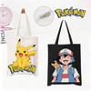 Anime Pokemon Canvas Bags Cute Cartoon Figures Print Shoulder Bag Large Capacity Leisure Fashion Portable Shopping Bag Tote Bag