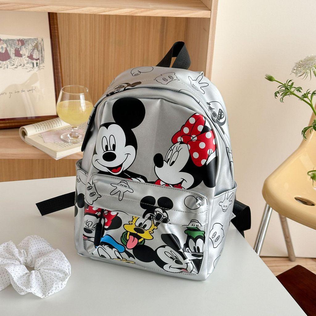 Mickey Mouse Kids Backpack Cartoon Print Breathable Pu Kindergarten School Bag For Children