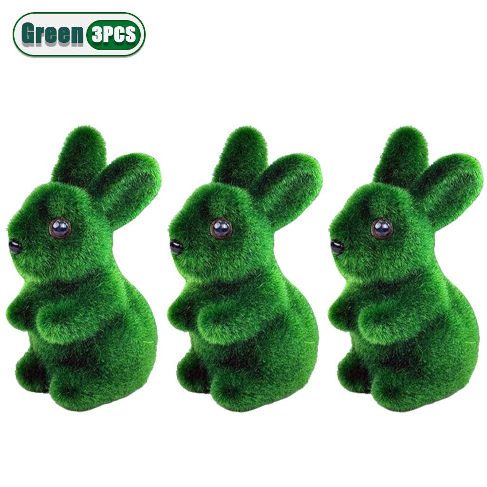1-20PCS 3D Realistic Easter Bunny Green Foam Flocking Moss Rabbit Craft Ornament Gardening Decor Spring Home Decoration