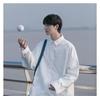 Japanese-Style Boys' White Long-Sleeve Casual Shirt for Spring/Autumn