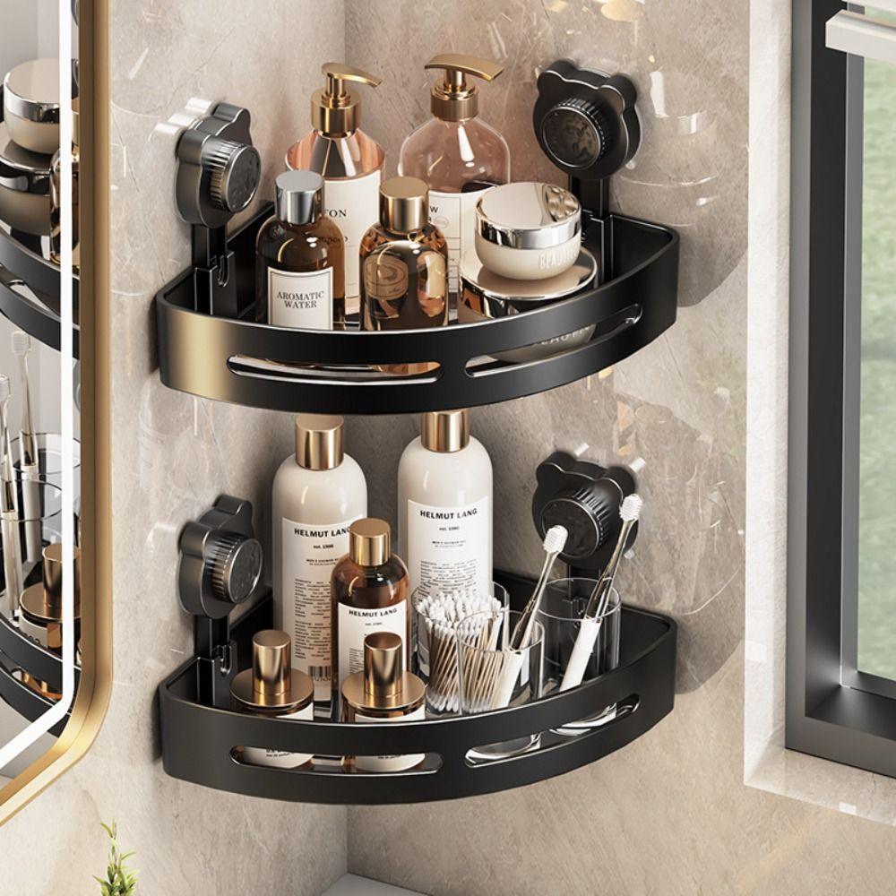 Punch-Free Corner Storage Shelf Plastic Shampoo Rack Multifunctional Triangle Storage Rack  Kitchen