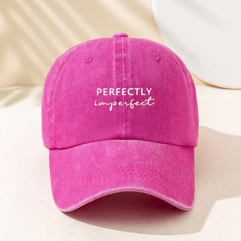 1pc Vintage "Perfectly Imperfect" Washed Baseball Cap, Adjustable Snapback,Unisex Outdoor Hat for Men & Women,Casual Style