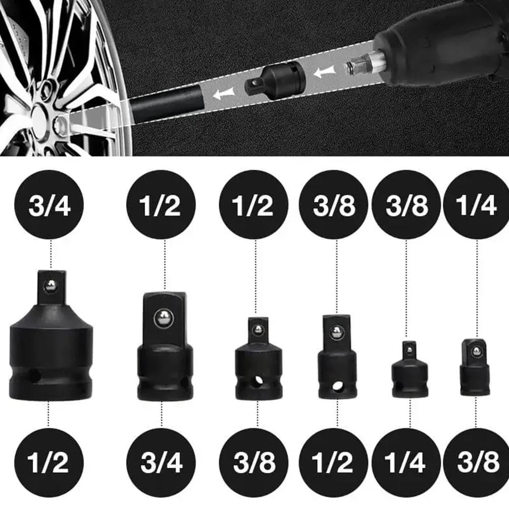 6Pcs Socket Wrench,1/4 1/2 3/8 3/4 Socket Convertor,Adaptor Reducer Set Impact Socket Adaptor for Car Bicycle Garage Repair Tool