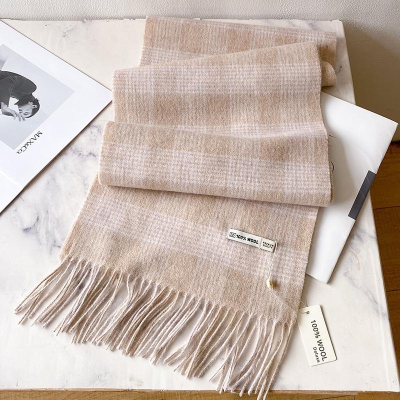 Wool plaid scarf British classic unisex couple winter warm scarf