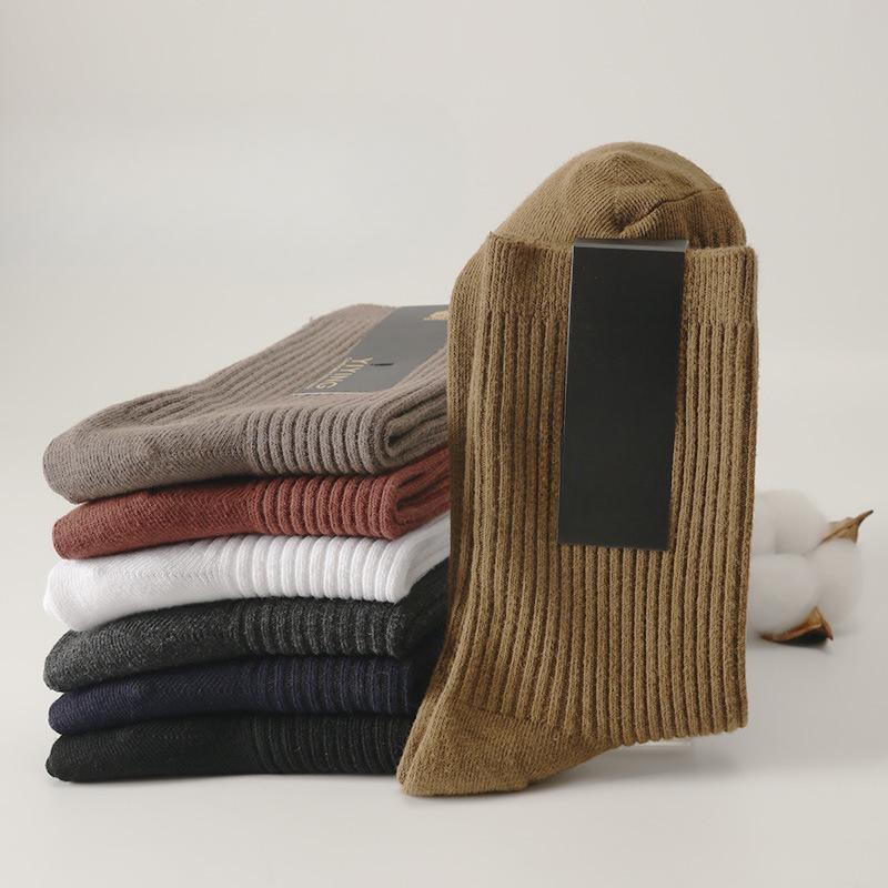 

5 Pairs of Men s Autumn and Winter Solid Color Thickened Warm Tube Socks 5 Pairs