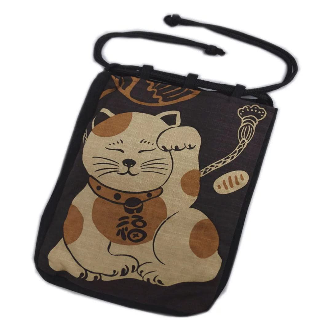 

Shingen drawstring for dark brown lucky beckoning made in Japanese pattern [Wa Sakuraan] bag, bag, men, background, cat, cat, Japan, yukata, jinbei,