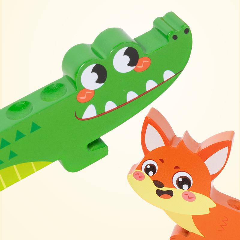 Children's Wooden Animal Clip Beads Expansion Game Montessori Puzzle Logical Thinking Color Cognition Fine Motor Skills Training