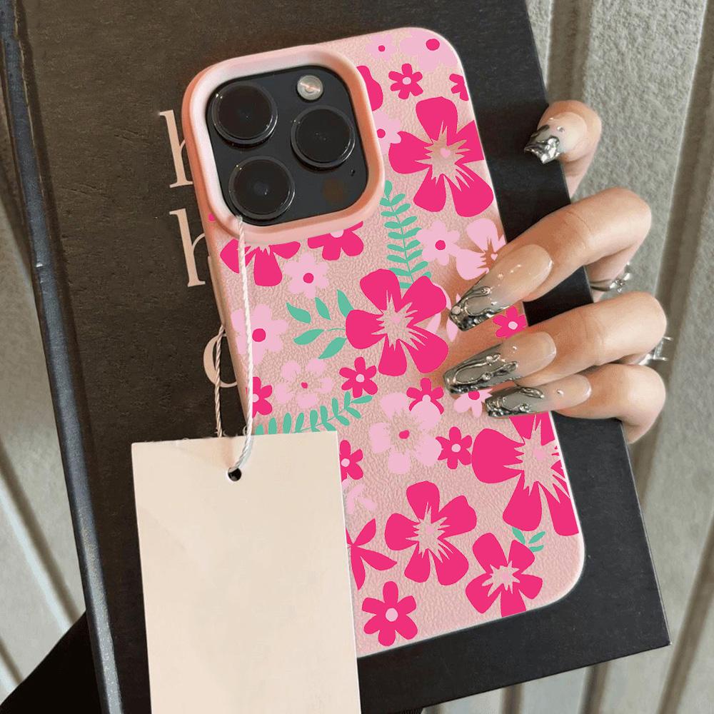 HOT Full Screen Flowers Cool Lichee Leather Pattern Phone Case For iPhone 17 16e 16 15 14 13 12 11 Air Pro Max Plus X XR XSMax