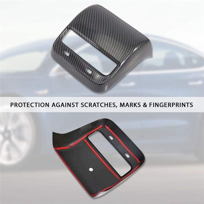 Authentic For Tesla Model 3 Model Y 2017- Interior Car Rear Air Condition Vent Outlet Cover Trim, Carbon Fiber Pattern