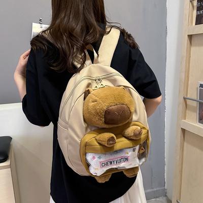 Süßer Capybara Rucksack Damen Große Kapazität Ins Design Sinn Lustiger Rucksack Weiches Mädchen Mädchen Mittelschüler Schultasche