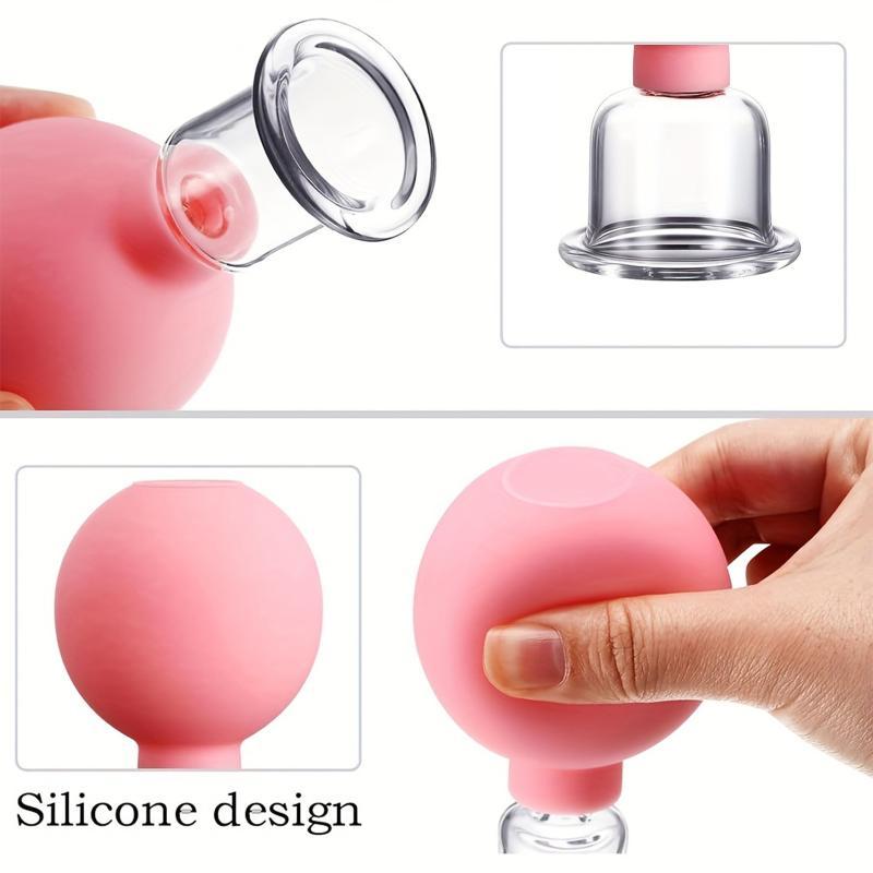 Silikon-Gesichts-Cupping-Saugballon Lymphdrainage Effektives Glasröhrchen für tägliches Gesichtslifting Hautpflege