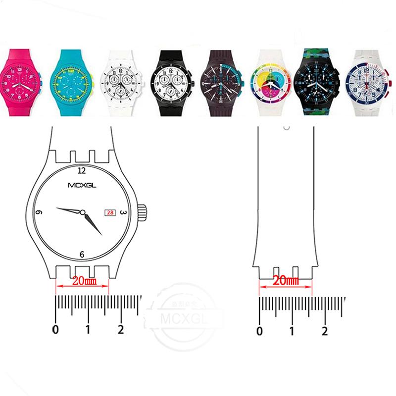 Silicone Strap For Swatch SUSB401 SUSW402 SUSN400 SUSL400 20MM Series Watchband Waterproof Replacement Watch Accessories