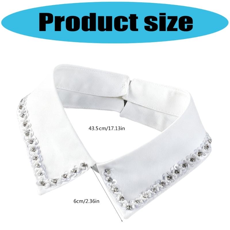 Japanese Style Fake Collar For Shirts Removable Rhinestones Decorated Polyester Fashion Accessory