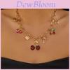 Cherry Love Heart Pendant Chain Bracelet With Pearl Chain For Women Summer Style