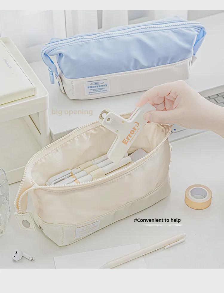 RosyPosy Large Capacity Soft Canvas Pencil Bag - Upgraded Design for High-Value Stationery Storage
