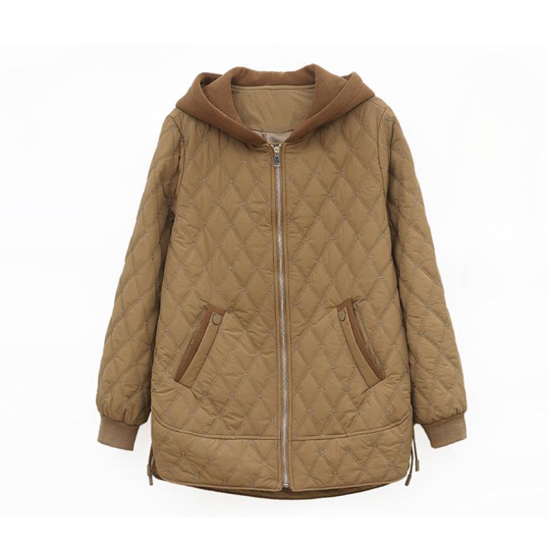 Autumn and Winter Quilted Jacket Women's New Style Long Fashion Western Style Middle-aged Mother Rhombic Casual Thin Cotton Jacket