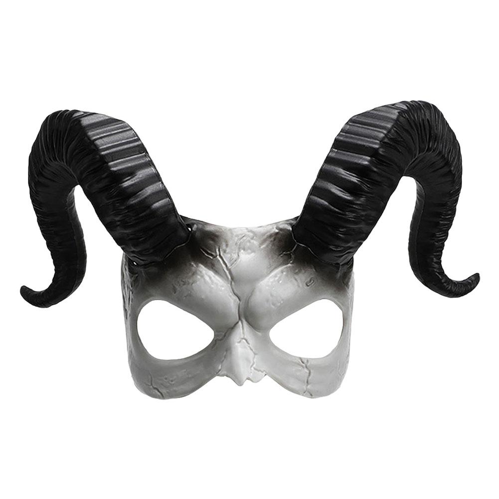 

Goat Ram Horns Devil Mask Animal Cosplay Half Face Headwear Devil Goat Skull Mask for Halloween Party