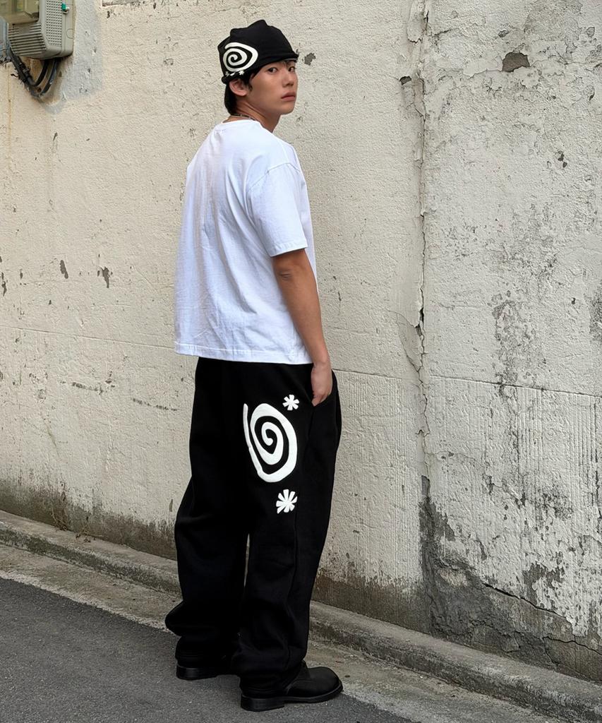 AMOU Molly One Tuck Sweat Pants Black