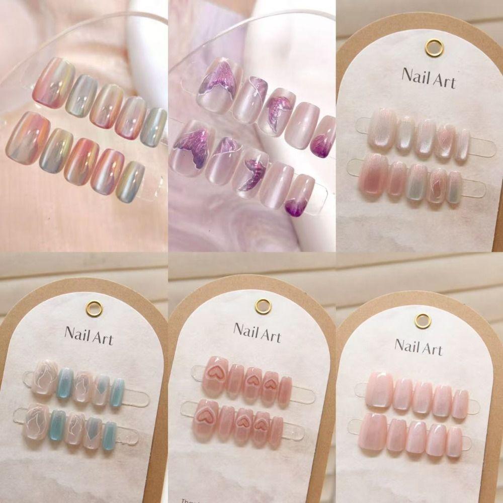 

Removable French Fake Nails Wearable False Nail Fashion Nail Tips Girl A- Size S