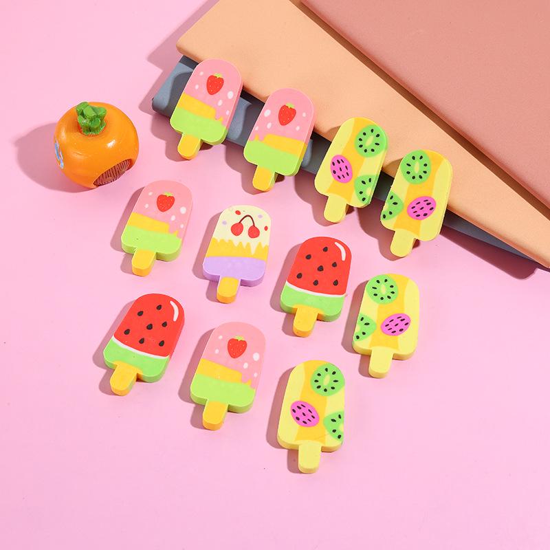 Creative Cute Fruit Cartoon Ice Cream Popsicle Eraser - Low-Dust Student Stationery