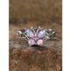 Hollow Out Colored Diamond Butterfly Design Ring Summer Fashion Exquisite Small Fresh Personality Ring