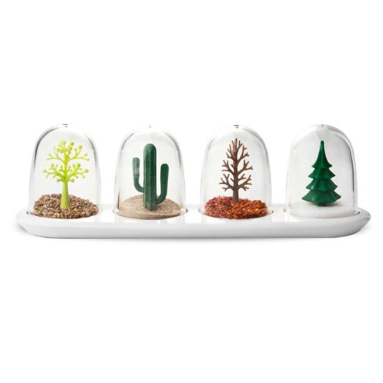 4Pcs/Set Spice Jar Cute Transparent PP Four Seasons Plant Animals Spice