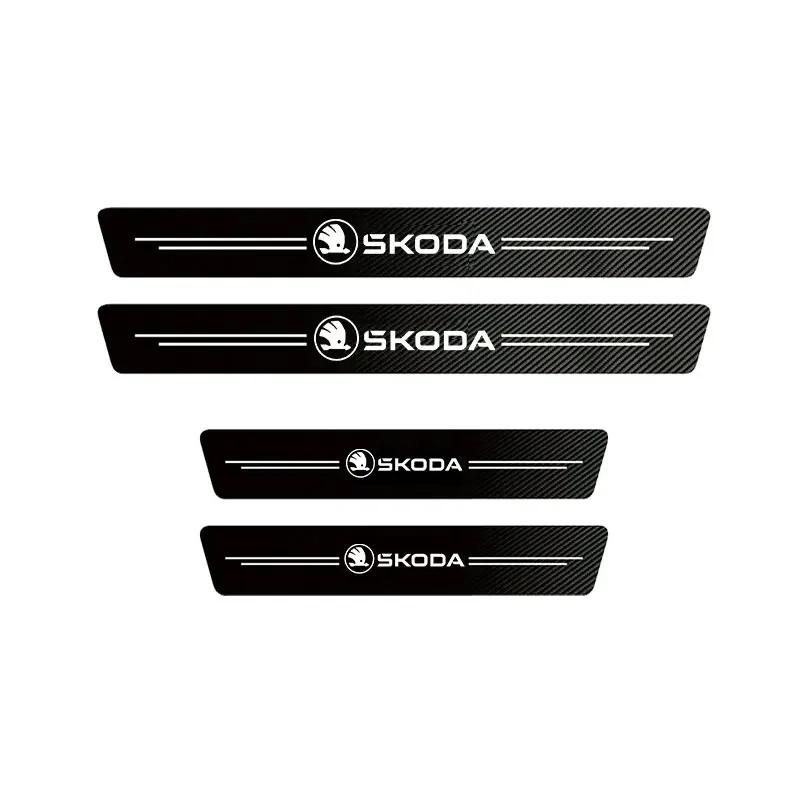 Kohlefaser Türschwellerschutz Leder Vinyl Aufkleber für Neue Skoda Octavia Kodiaq Fabia Superb Karoq Yeti Rapid Mk3 Vrs A4 A6