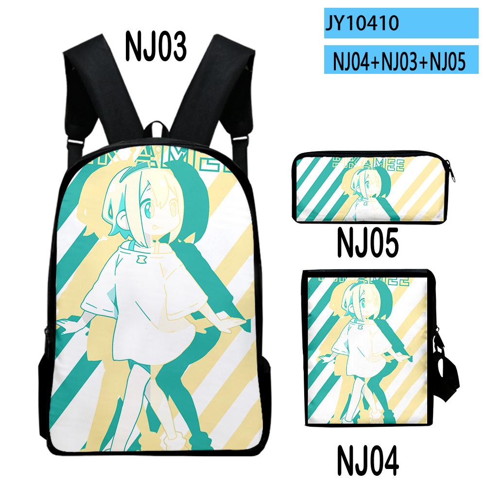 Popular Novelty Pikamee Anime 3D Print 3pcs/Set Pupil School Bags Laptop Daypack Backpack Inclined Shoulder Bag Pencil Case