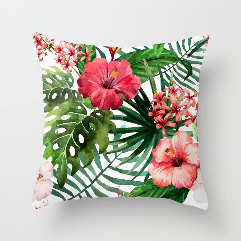 Ins Plant Flower Peach Skin Fleece Pillow Cover Sofa Car Pillow Cushion Cover Lunch Home Furnishing