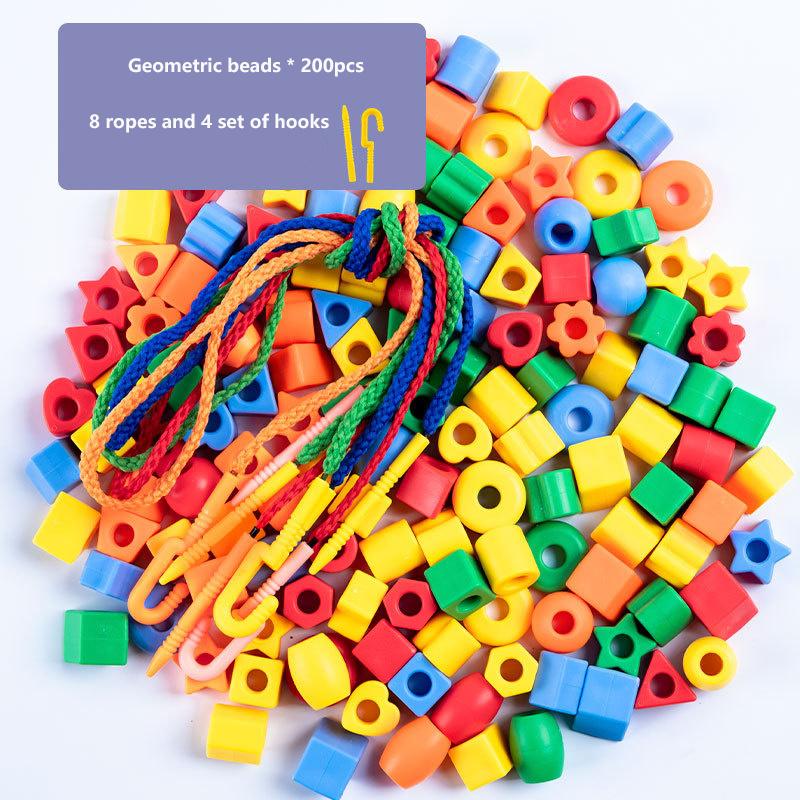 Rainbow Lacing Beads for Toddlers Color and Shape Sorter Fine Motor Skills Early Learning Montessori Toys for Preschool Kids