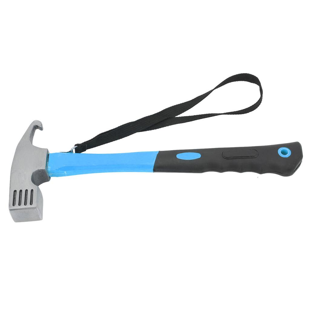 Claw Hammer ABS Rubber Iron Multifunctional Nailing Hammer with Hawkbill Curved Hook for Outdoor Camping Hiking Blue