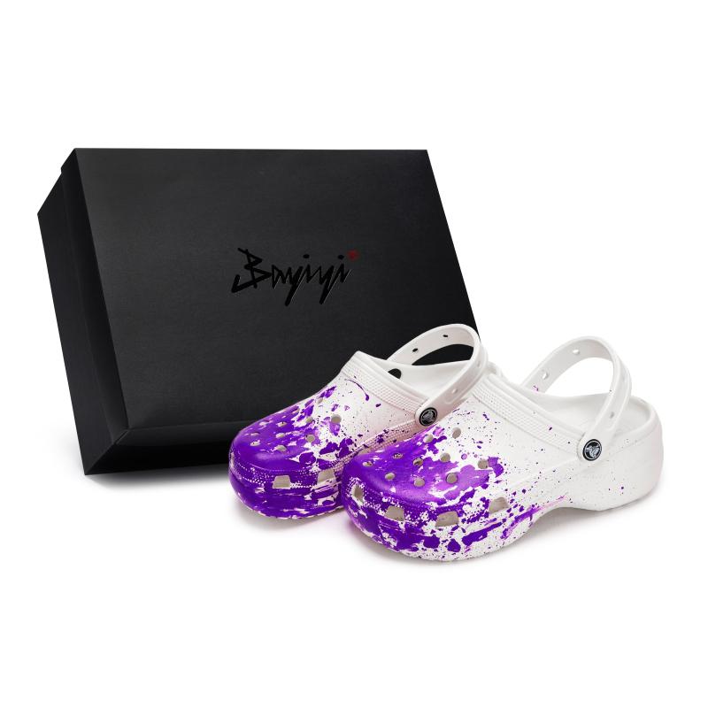 

Crocs Classic Platform Clog 811 Manufacture Treasure Digging Scene Special Shoe Box Ink Splash High Street Hole Shoes Women s Model 38-39